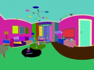 panoramic modern style living room restaurant space 76 3D Модель