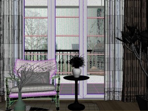 panoramic modern style living room restaurant space 76 3D Модель