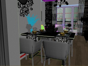 panoramic modern style living room restaurant space 76 3D Модель