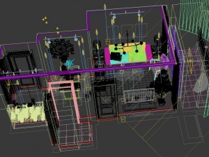 panoramic modern style living room restaurant space 76 3D Модель