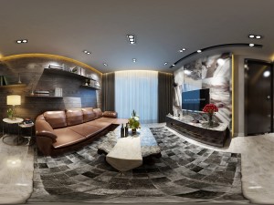 panoramic modern style living room restaurant space 77 3D मॉडल