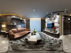 パノラマのモダンなスタイルのリビング ルーム レストラン スペース 77 3Dモデル