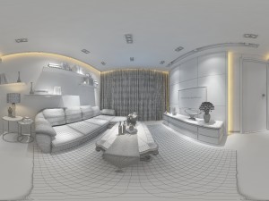 panoramic modern style living room restaurant space 77 3D 模型