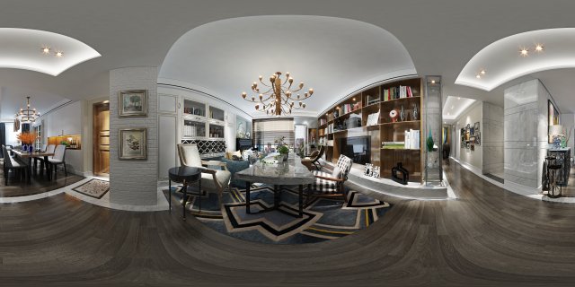 panoramic modern style living room restaurant space 78 3D 모델 .c4d .max .obj .3ds .fbx .stl .blend