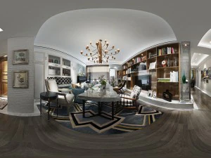 panoramic modern style living room restaurant space 78 3D Model