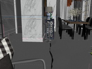 panoramic modern style living room restaurant space 78 3D 모델