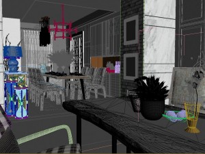 panoramic modern style living room restaurant space 78 3D 모델