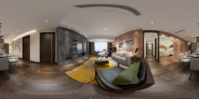 panoramic modern style living room restaurant space 79 Modello 3D .c4d .max .obj .3ds .fbx .stl .blend 