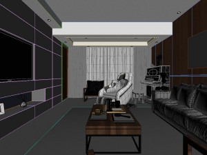 panoramic modern style living room restaurant space 79 Modello 3D