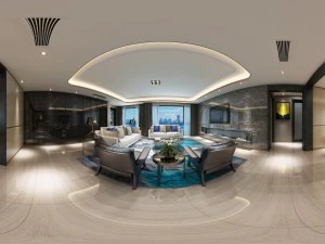 panoramic modern style living room restaurant space 81 3D Model