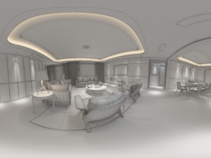 panoramic modern style living room restaurant space 81 3D 模型