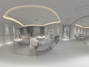 panoramic modern style living room restaurant space 81 3D Model