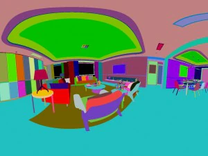 panoramic modern style living room restaurant space 81 3D Model