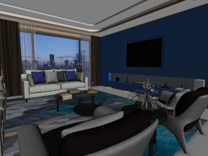 panoramic modern style living room restaurant space 81 3D 模型