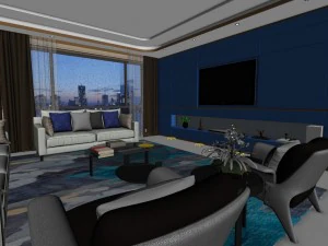 panoramic modern style living room restaurant space 81 3D Model