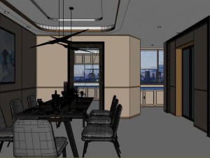 panoramic modern style living room restaurant space 81 3D 模型