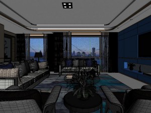 panoramic modern style living room restaurant space 81 3D 模型
