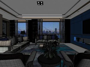 panoramic modern style living room restaurant space 81 3D Model