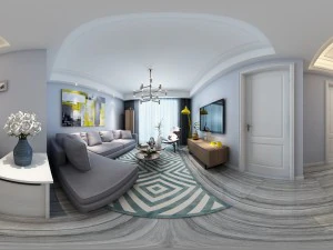 panoramik modern tarzda oturma odası restoran alanı 82 3D Model