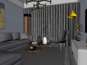 panoramic modern style living room restaurant space 82 3D Model