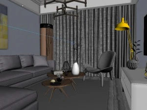 panoramic modern style living room restaurant space 82 3D Model