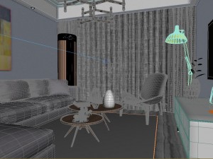 panoramic modern style living room restaurant space 82 3D Model