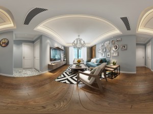 panoramic modern style living room restaurant space 83 3D 模型