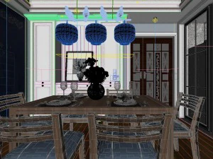 panoramic modern style living room restaurant space 83 3D Model