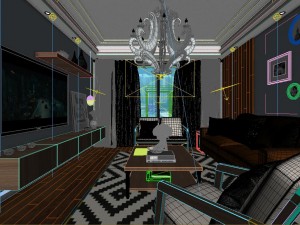 panoramic modern style living room restaurant space 83 3D Модель