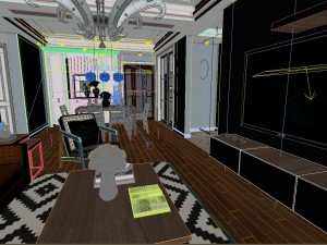 panoramic modern style living room restaurant space 83 3D Модель