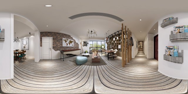 panoramic modern style living room restaurant space 84 Modello 3D .c4d .max .obj .3ds .fbx .stl .blend 