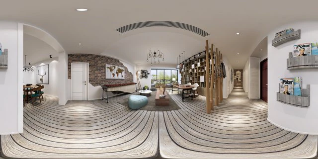 panoramic modern style living room restaurant space 84 3D Model .c4d .max .obj .3ds .fbx .stl .blend 