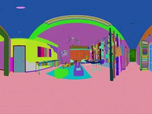 panoramic modern style living room restaurant space 84 3D Model