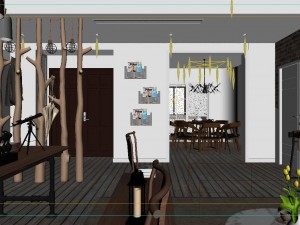 panoramic modern style living room restaurant space 84 Modello 3D