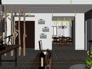 panoramic modern style living room restaurant space 84 3D Model