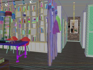 panoramic modern style living room restaurant space 84 Modello 3D
