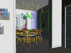 panoramic modern style living room restaurant space 84 Modello 3D