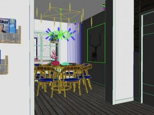 panoramic modern style living room restaurant space 84 3D Model