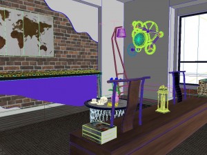panoramic modern style living room restaurant space 84 Modello 3D