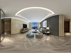 panoramic modern style living room restaurant space 85 3D Model