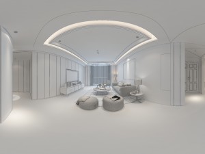 panoramic modern style living room restaurant space 85 3D Модель