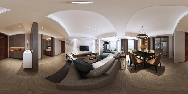 panoramic modern style living room restaurant space 86 3D Model .c4d .max .obj .3ds .fbx .stl .blend