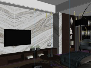 panoramic modern style living room restaurant space 86 Model 3D