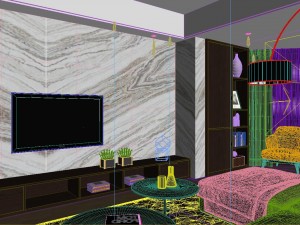 panoramic modern style living room restaurant space 86 Model 3D