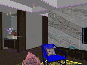 panoramic modern style living room restaurant space 86 Model 3D