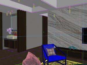 panoramic modern style living room restaurant space 86 3D Model