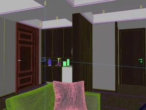 panoramic modern style living room restaurant space 86 3D Model