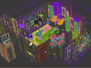 panoramic modern style living room restaurant space 86 Model 3D