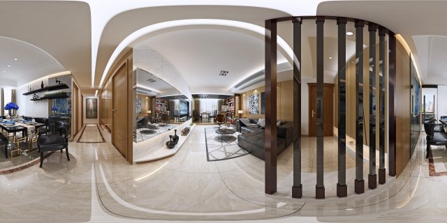 panoramic modern style living room restaurant space 87 Modèle 3D .c4d .max .obj .3ds .fbx .stl .blend 