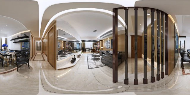 panoramic modern style living room restaurant space 87 3D Model .c4d .max .obj .3ds .fbx .stl .blend 